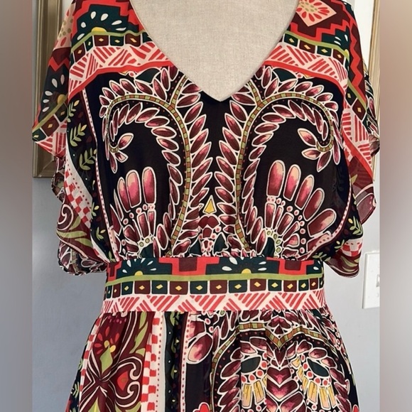 HARPER Dress Size Small Multicolor VNeck maxi dress very feminine back zipper - Picture 3 of 8